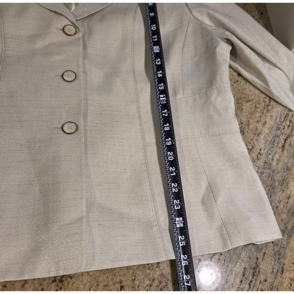 New! Albert Nipon Two Piece Light Green Skirt Set Suit Size 18W Sparkle 3 Button - Picture 7 of 16